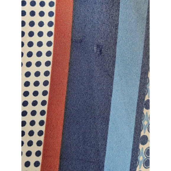 Large Rectangular Silky Scarf Multicolor Geometric Color Block Blue Rust 35X72" - Picture 9 of 11